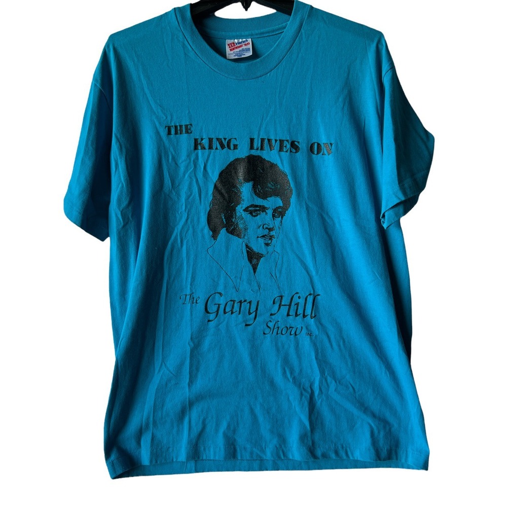 Vintage Elvis Prestley The King Lives On T Shirt USA Hanes Large Single Stitch